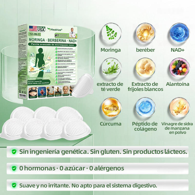 Tienda Oficial |  𝐻𝑒𝑎𝑙𝑟𝑖𝑧𝑒® 𝑴𝒐𝒓𝒊𝒏𝒈𝗮 · 𝐁𝐞𝐫𝐛𝐞𝐫𝐢𝐧𝐞 × 𝙉𝘼𝐃+ 𝟏2-en-1 𝗔𝗱𝘃𝗮𝗻𝗰𝗲𝗱 𝙉𝙖𝙣𝙤 𝙈𝙞𝙘𝙧𝙤𝙣𝙚𝙚𝐝𝐥𝐞 𝐏𝐚𝑡𝑐𝚑  (Solo una vez al día, cambios visibles en 7 días) 👨‍⚕️ Para obesidad, piel flácida, diabetes, apnea del sueño, problemas articulares y más🌺💜