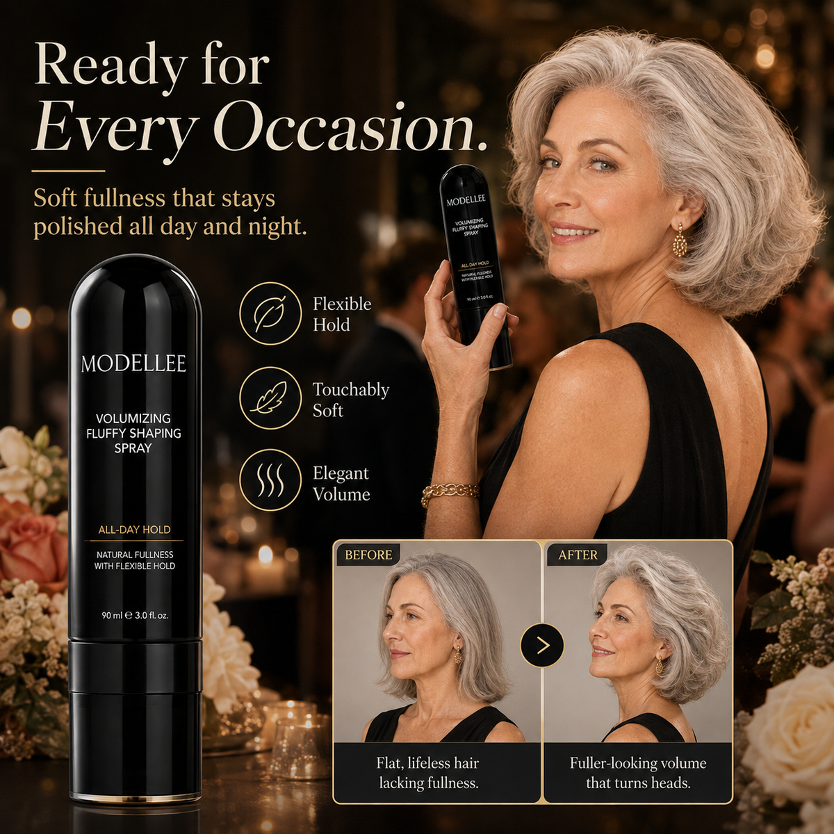 🍑 90ml Instant Volume Hair Spray — Root Lift, Fuller-Looking Hair, Long-Lasting Hold & Fresh Peach Scent ✨