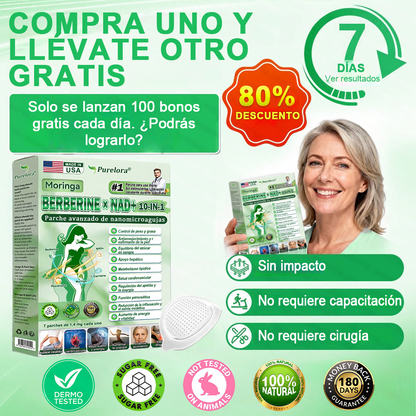 🔥🧪[Registrado en la FDA y Certificado en Buenas Prácticas de Fabricación (GMP)] | Purlora® Maravilla Matutina · Berberina × NAD+ Parche de Nanomicroagujas Avanzado 10 en 1 🇺🇸 | Respaldado por la ciencia | Fórmula 10 en 1 | Resultados en 7 días ⏳