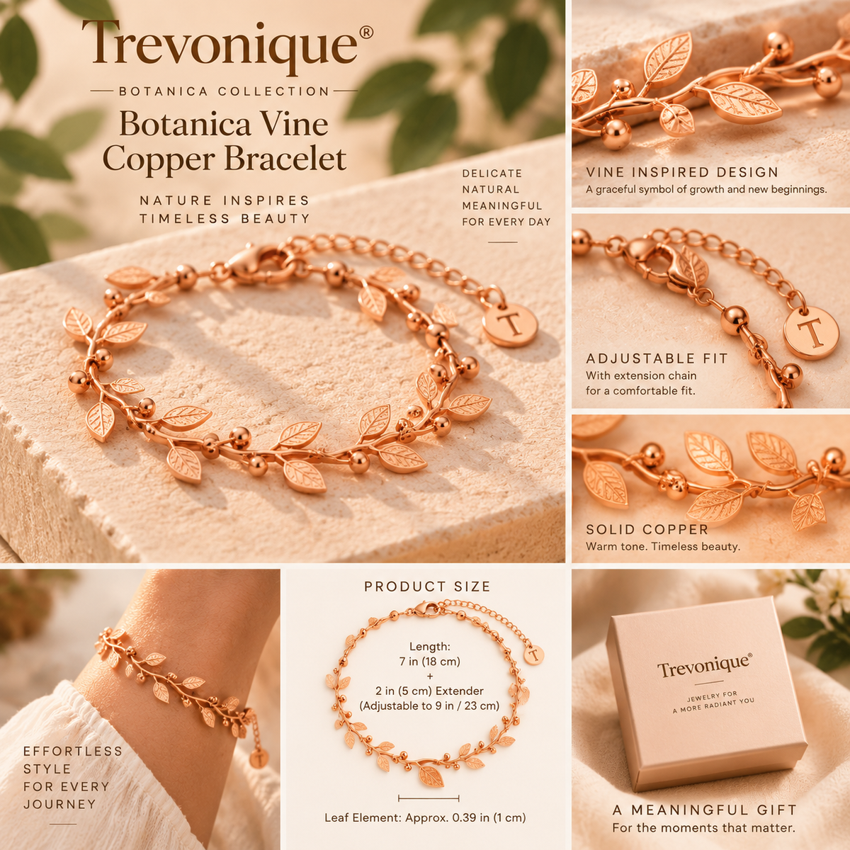 Trevonique® Botanica Vine Copper Bracelet