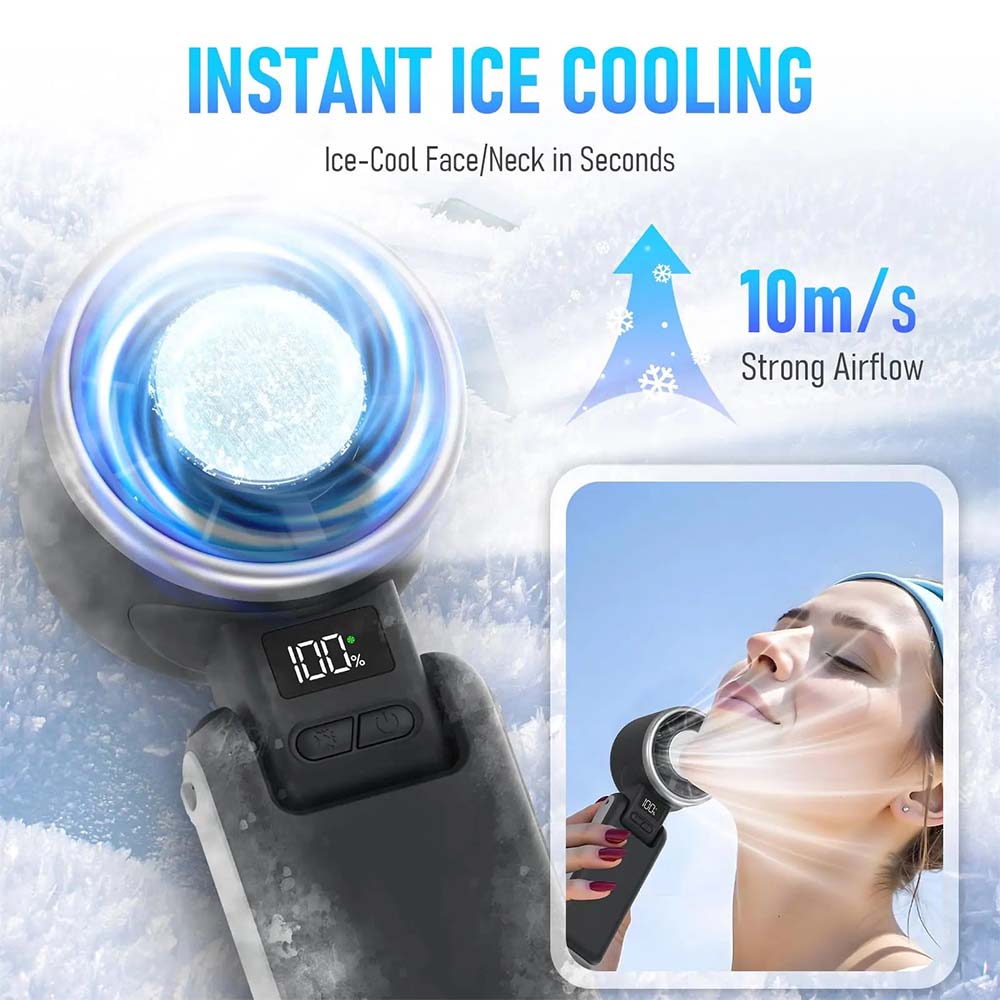 Cool Fan,Ice-CoolingTurbo Fan|5-SpeedHandheld Portable Fan -12H RechargeablePersonal Cooling Fan forTravel, Outdoor,Camping & Hiking IPerfect Gift for Him & Her(Black),Summer&PartyEssentials summerwins