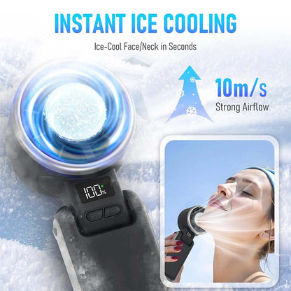 Cool Fan,Ice-CoolingTurbo Fan|5-SpeedHandheld Portable Fan -12H RechargeablePersonal Cooling Fan forTravel, Outdoor,Camping & Hiking IPerfect Gift for Him & Her(Black),Summer&PartyEssentials summerwins