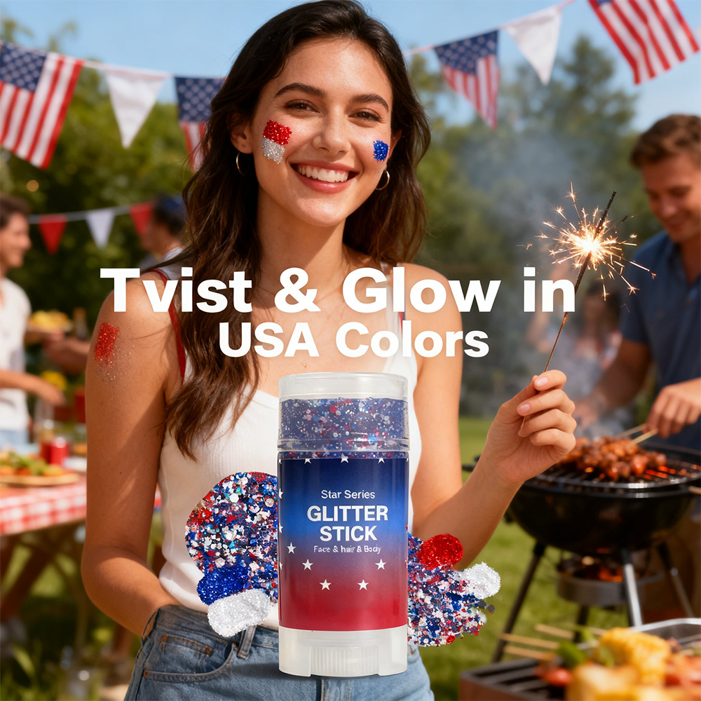 StarSpangle Sparkle 4th of July Glitter Stick: Red, White & Blue Body & Hair Sparkle