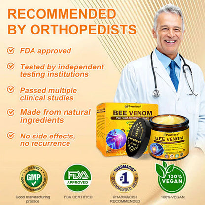 Official U.S Store🇺🇸Purelora® Bee Venom Pain Relief Joint Repair Cream 🐝🐝(Fast Acting Pain Relief, Inflammation Reduction & Bone Support)