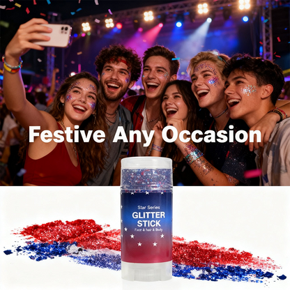 StarSpangle Sparkle 4th of July Glitter Stick: Red, White & Blue Body & Hair Sparkle