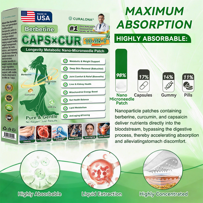 🔥 New Arrival |Curalona® Triple Action Microneedle Patch – Berberine & NAD+ for Metabolic Support, Bakuchiol for Skin Renewal, Boswellia for Joint Comfort – Transdermal Day & Night Microneedle Patch for Women & Men – 7 Patches
