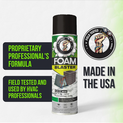 Foam Blaster AC Coil Cleaner Foam Spray | Air Conditioner Cleaning Foam Spray | Deep-Penetrating AC Coil Cleaner | No-Rinse Foam for Evaporator Coils & Light-Rinse Formula for Condenser Coils