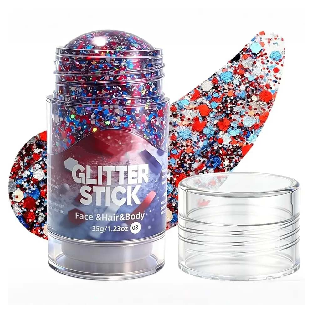 StarSpangle Sparkle 4th of July Glitter Stick: Red, White & Blue Body & Hair Sparkle