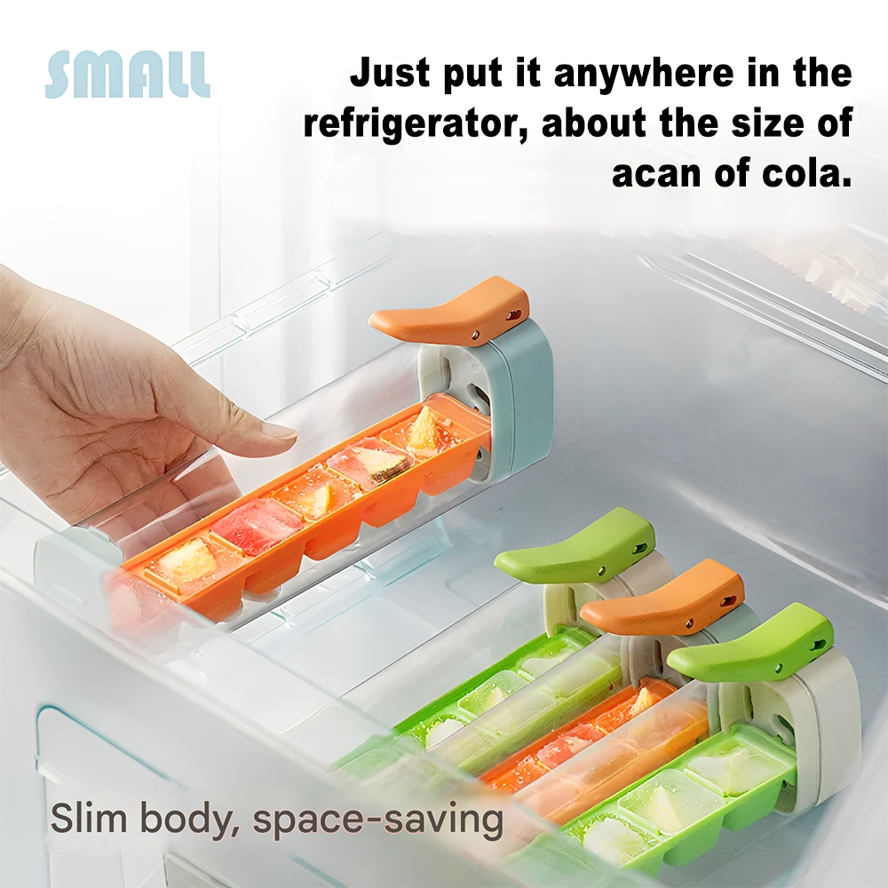 Self-Made Small Single-Hand Press Ice Tray, Simple 6-Cavity Refrigerator Ice Cube Mold, Easy-To-Use Ice Maker for Home Kitchen