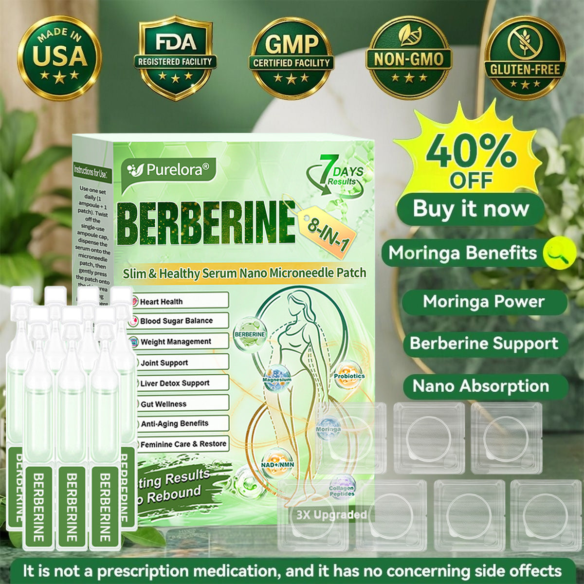 🏥FDA Certified|  𝐏𝐮𝐫𝐞𝐥𝐨𝐫𝐚® 𝐁𝐞𝐫𝐛𝐞𝐫𝐢𝐧𝐞 𝟖-𝐈𝐍-𝟏 𝐒𝐥𝐢𝐦 & 𝐇𝐞𝐚𝐥𝐭𝐡𝐲 𝐒𝐞𝐫𝐮𝐦 𝐍𝐚𝐧𝐨 𝐌𝐢𝐜𝐫𝐨𝐧𝐞𝐞𝐝𝐥𝐞 𝐏𝐚𝐭𝐜𝐡 (𝐎𝐧𝐜𝐞 𝐃𝐚𝐢𝐥𝐲, 𝐯𝐢𝐬𝐢𝐛𝐥𝐞 𝐜𝐡𝐚𝐧𝐠𝐞𝐬 𝐢𝐧 𝟕 𝐝𝐚𝐲𝐬）✅ 𝐎𝐛𝐞𝐬𝐢𝐭𝐲, 𝐃𝐢𝐚𝐛𝐞𝐭𝐞𝐬, 𝐒𝐥𝐞𝐞𝐩 𝐀𝐩𝐧𝐞𝐚, 𝐀𝐧𝐝 𝐉𝐨𝐢𝐧𝐭 𝐈𝐬𝐬𝐮𝐞𝐬