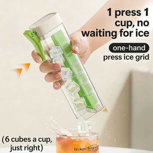Self-Made Small Single-Hand Press Ice Tray, Simple 6-Cavity Refrigerator Ice Cube Mold, Easy-To-Use Ice Maker for Home Kitchen