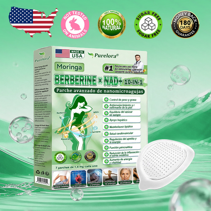 🔥🧪[Registrado en la FDA y Certificado en Buenas Prácticas de Fabricación (GMP)] | Purlora® Maravilla Matutina · Berberina × NAD+ Parche de Nanomicroagujas Avanzado 10 en 1 🇺🇸 | Respaldado por la ciencia | Fórmula 10 en 1 | Resultados en 7 días ⏳