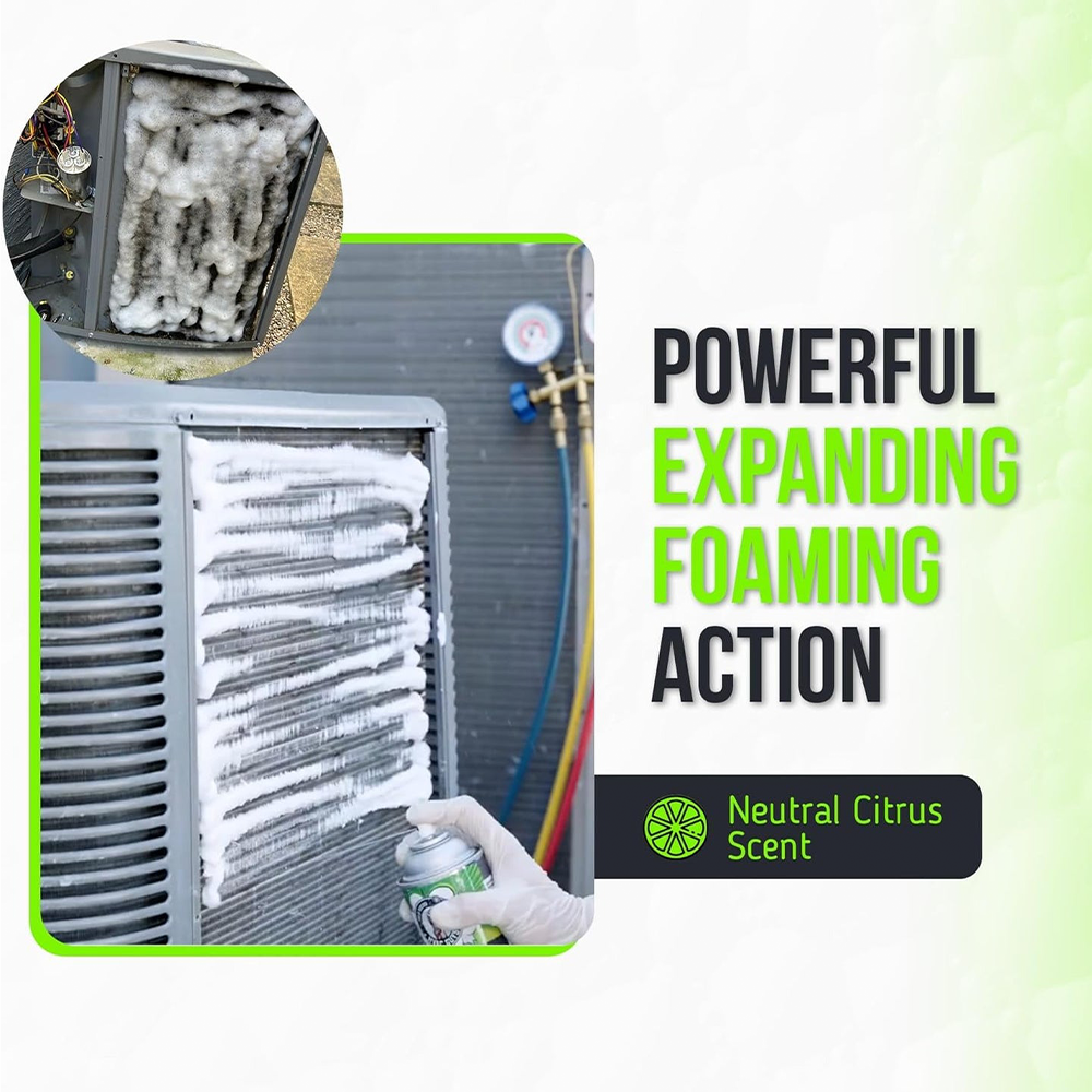 Foam Blaster AC Coil Cleaner Foam Spray | Air Conditioner Cleaning Foam Spray | Deep-Penetrating AC Coil Cleaner | No-Rinse Foam for Evaporator Coils & Light-Rinse Formula for Condenser Coils