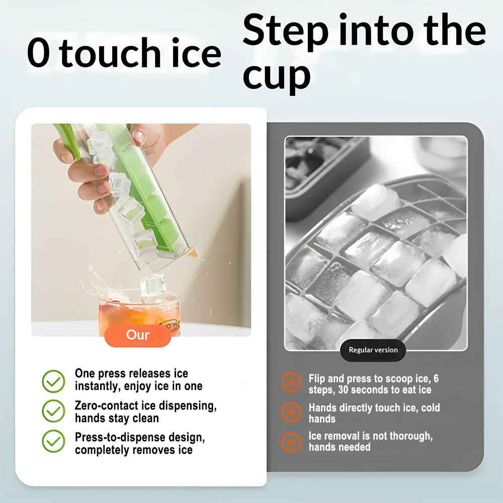 Self-Made Small Single-Hand Press Ice Tray, Simple 6-Cavity Refrigerator Ice Cube Mold, Easy-To-Use Ice Maker for Home Kitchen