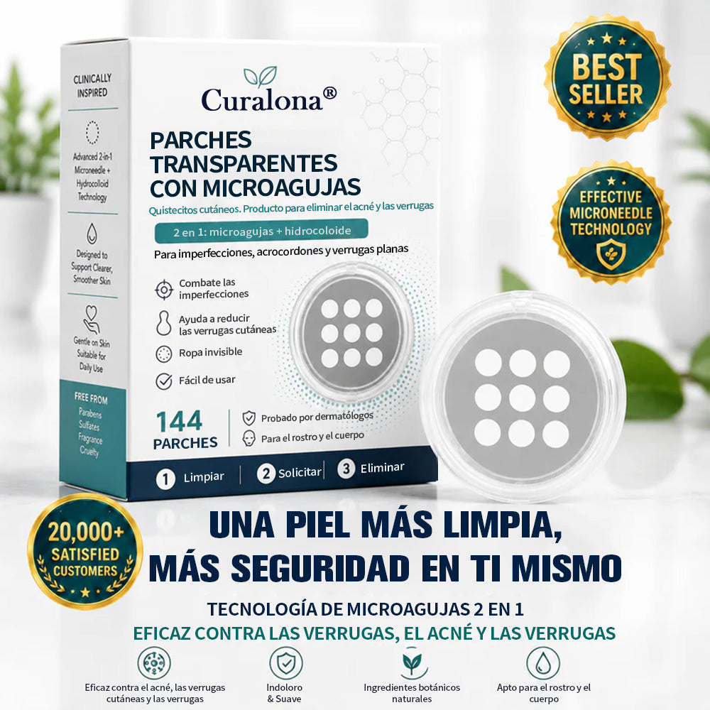 ✨Curalona® Parche 2 en 1 de Microneedles e Hidrocoloide🍀 | Elimina lunares elevados, acné, verrugas planas y fibromas cutáneos | Ayuda a mejorar arrugas, cicatrices e imperfecciones | Parches invisibles para rostro y cuerpo