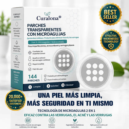 ✨Curalona® Parche 2 en 1 de Microneedles e Hidrocoloide🍀 | Elimina lunares elevados, acné, verrugas planas y fibromas cutáneos | Ayuda a mejorar arrugas, cicatrices e imperfecciones | Parches invisibles para rostro y cuerpo
