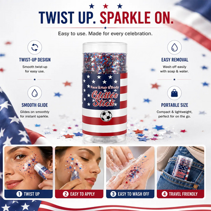 StarSpangle Sparkle 4th of July Glitter Stick: Red, White & Blue Body & Hair Sparkle