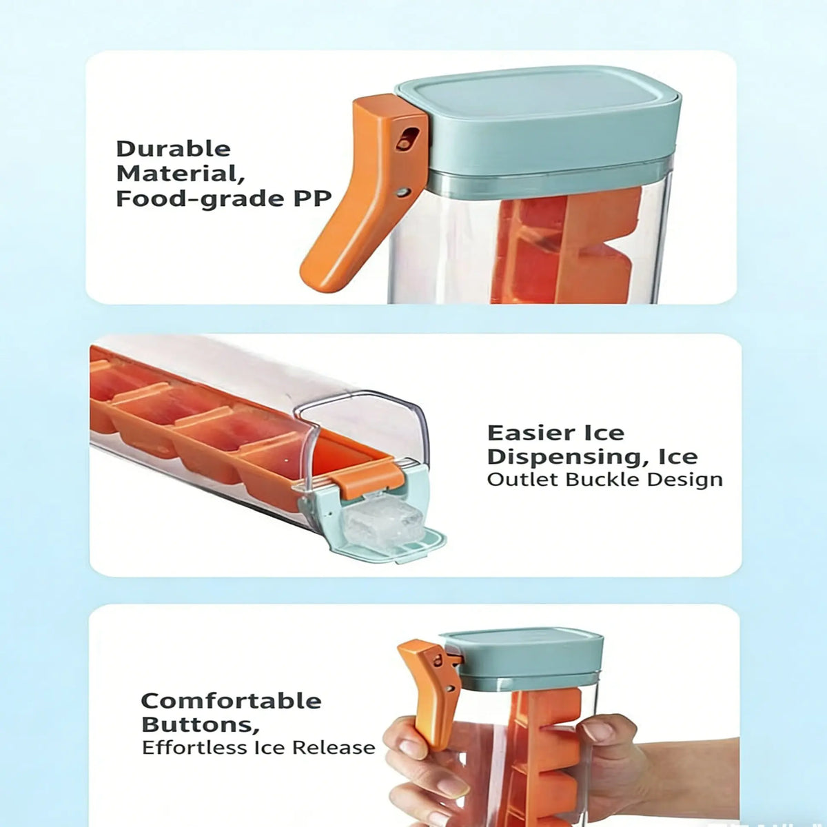Self-Made Small Single-Hand Press Ice Tray, Simple 6-Cavity Refrigerator Ice Cube Mold, Easy-To-Use Ice Maker for Home Kitchen