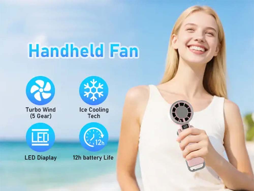 Cool Fan,Ice-CoolingTurbo Fan|5-SpeedHandheld Portable Fan -12H RechargeablePersonal Cooling Fan forTravel, Outdoor,Camping & Hiking IPerfect Gift for Him & Her(Black),Summer&PartyEssentials summerwins