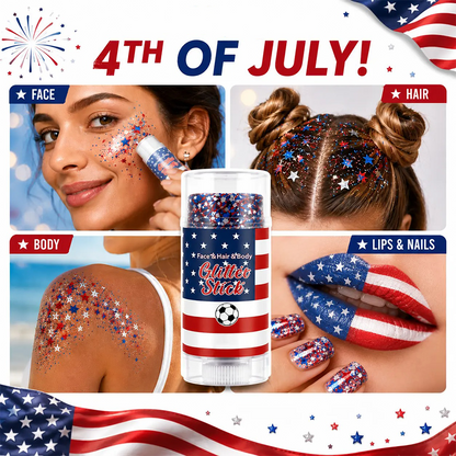 StarSpangle Sparkle 4th of July Glitter Stick: Red, White & Blue Body & Hair Sparkle