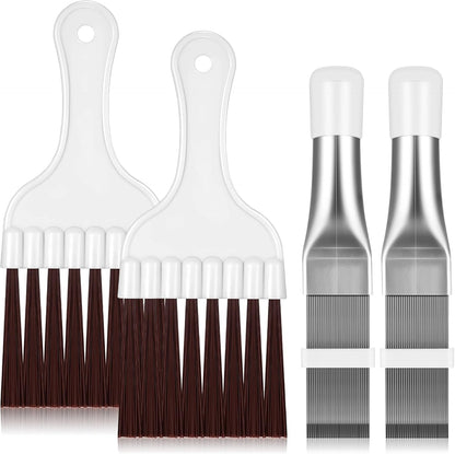 Air Conditioner Condenser Fin Comb, Fin Cleaning Brush Air Conditioner Coil Cleaner Refrigerator Coil Cleaning Whisk Brush Evaporator Radiator Repair Tool(2 Pieces)