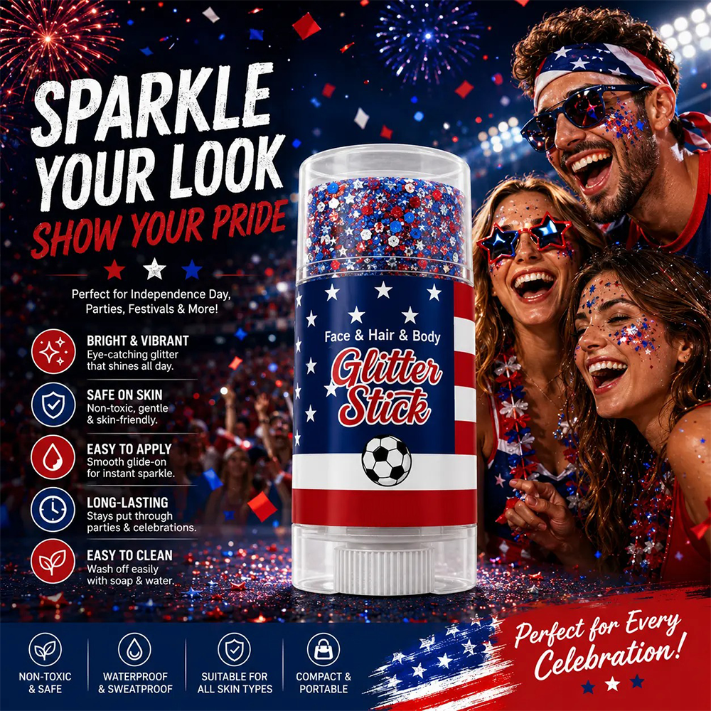 StarSpangle Sparkle 4th of July Glitter Stick: Red, White & Blue Body & Hair Sparkle