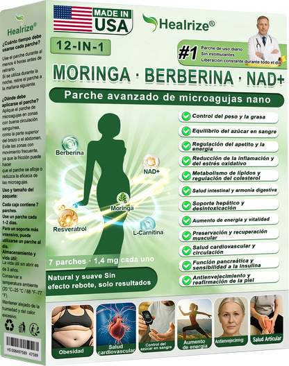Tienda Oficial |  𝐻𝑒𝑎𝑙𝑟𝑖𝑧𝑒® 𝑴𝒐𝒓𝒊𝒏𝒈𝗮 · 𝐁𝐞𝐫𝐛𝐞𝐫𝐢𝐧𝐞 × 𝙉𝘼𝐃+ 𝟏2-en-1 𝗔𝗱𝘃𝗮𝗻𝗰𝗲𝗱 𝙉𝙖𝙣𝙤 𝙈𝙞𝙘𝙧𝙤𝙣𝙚𝙚𝐝𝐥𝐞 𝐏𝐚𝑡𝑐𝚑  (Solo una vez al día, cambios visibles en 7 días) 👨‍⚕️ Para obesidad, piel flácida, diabetes, apnea del sueño, problemas articulares y más🌺💜